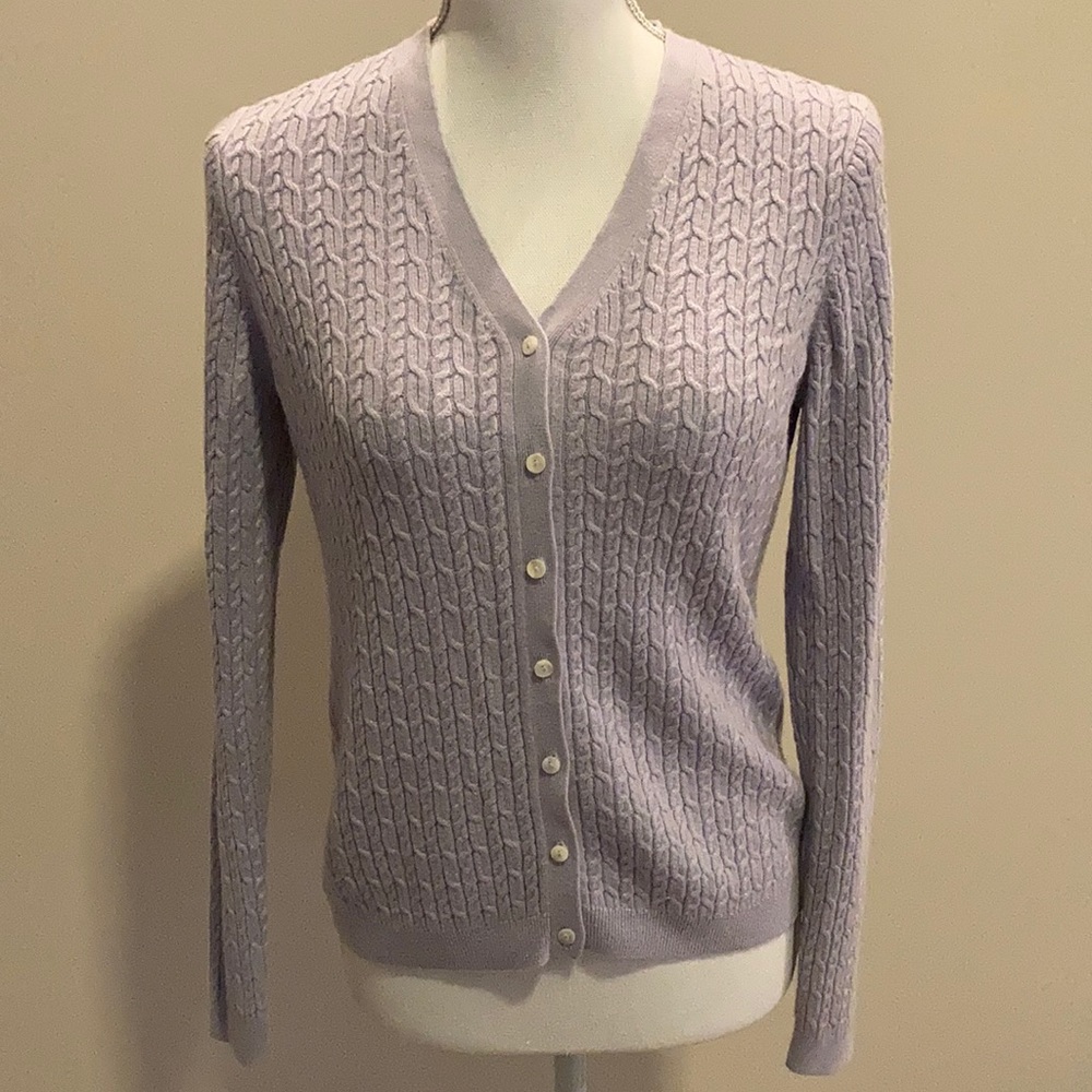 BROOKS BROTHERS Women’s Silk/Cashmere Blend Chain Link Knit Button Down Cardigan